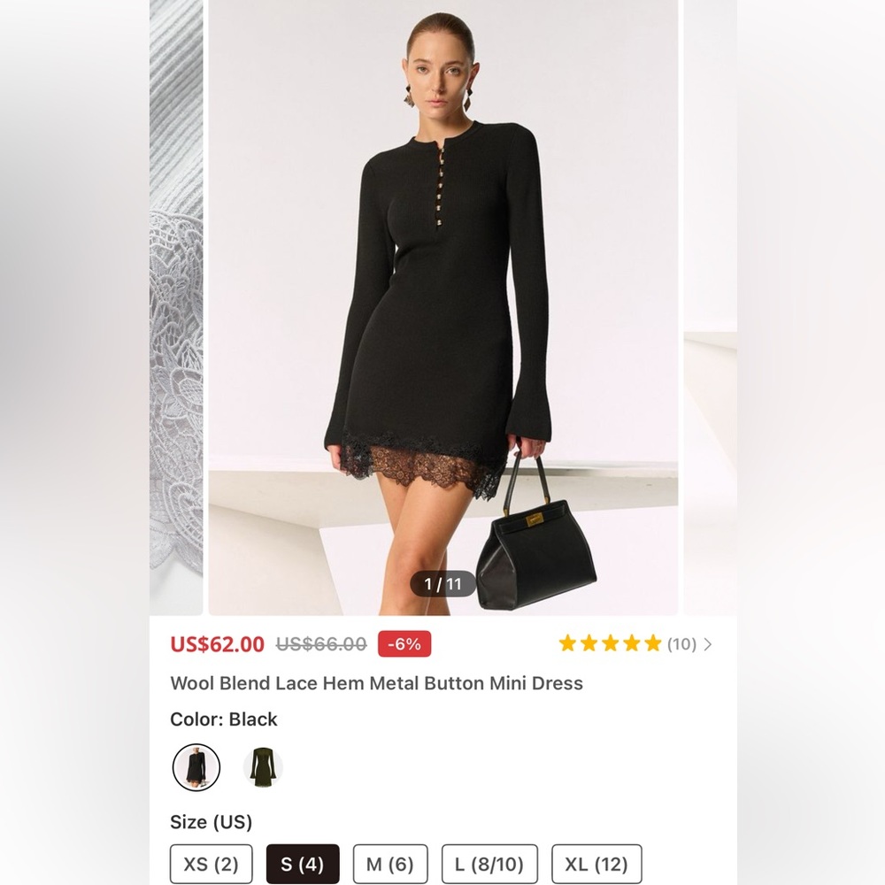 Commense Elegant Black Lace Dress